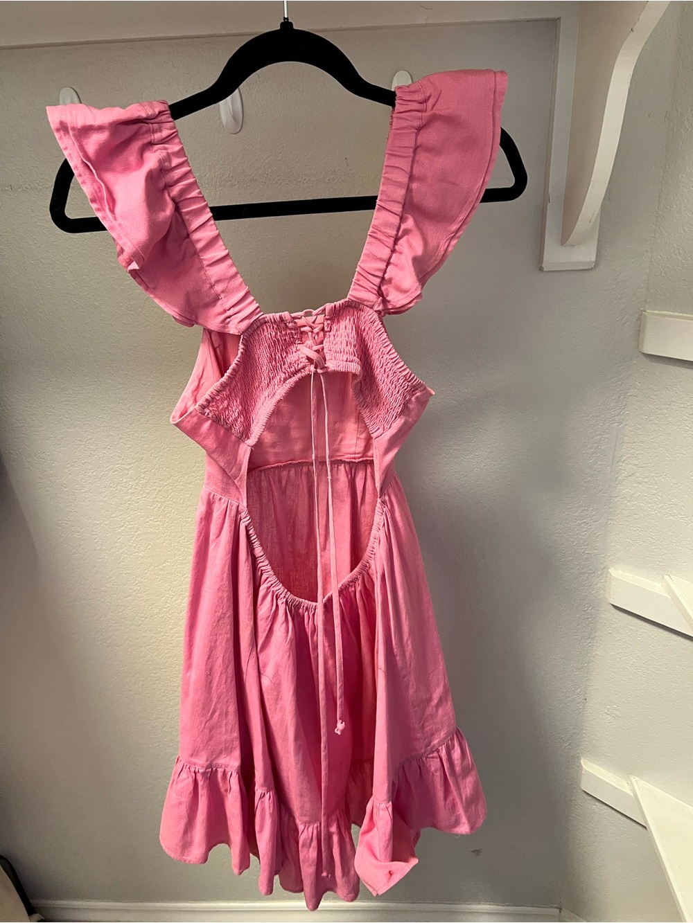 Pink Ruffle-Sleeve Fit & Flare Dress - Picture 5 of 7
